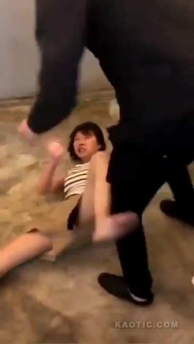 Asian Woman Gets Punched in the face For Hitting a Guy on The Head With a Glass Bottle