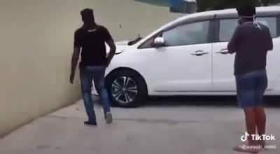 Driving out the new car you bought.