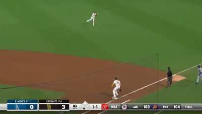 [Highlight] 3B Manny Machado with a 91.2mph bullet from the middle of right field to throw out Max Muncy