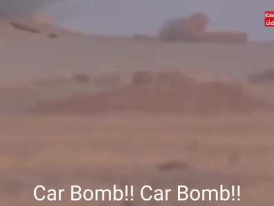 Iraqi Ground Forces pining ISIS fighters with suppressive fire, ISIS responed by sending armored SVBIED , Iraqi soldiers managed to destroy it with RPG before it reaches them,Ninwa Province 2015
