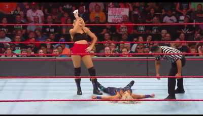 She felt hot so she submitted her with a scorpion hold.
