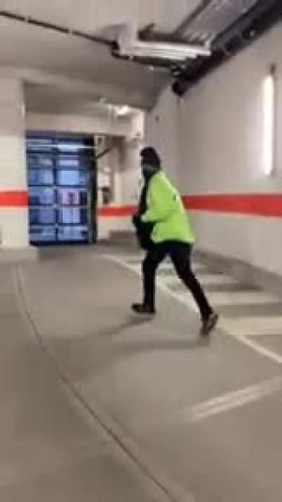 The guy was stealing in my car and I caught him - then he started running away - might need some aspirin