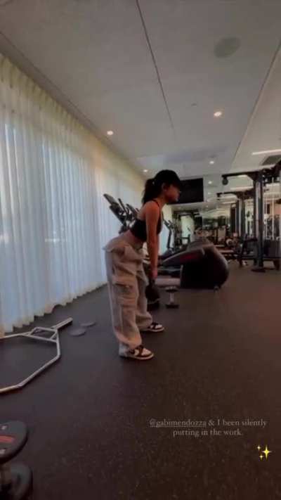 Becky working out in the gym today