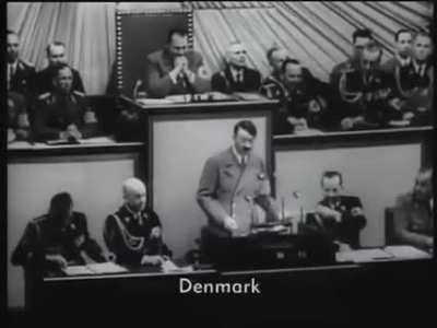 Hitler,ABD tarafından verilen saldırmaması gereken ülkelerin listesini okuyor.Fakat bir terslik var çünkü Almanya bu ülkelerin yarısını çoktan işgal etmiş durumda.