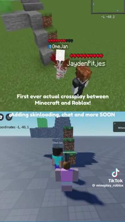 You can now cross-play roblox and minecraft