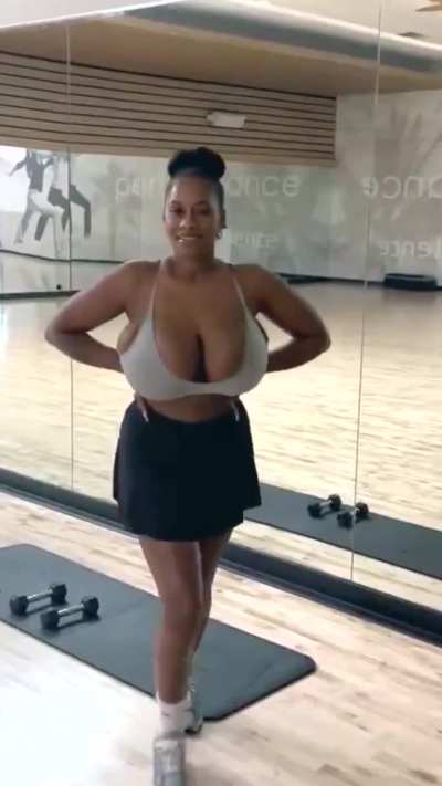 I suspected my hot friend was into my busty wife. So, I swap with her and go to his aerobics studio. I tease him with these huge honkin' tits to see if I get a reaction from him... I certainly didn't expect to start getting a reaction out of my wives body