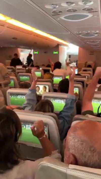 Passengers at 30,000 feet watching Cortnee score the winner