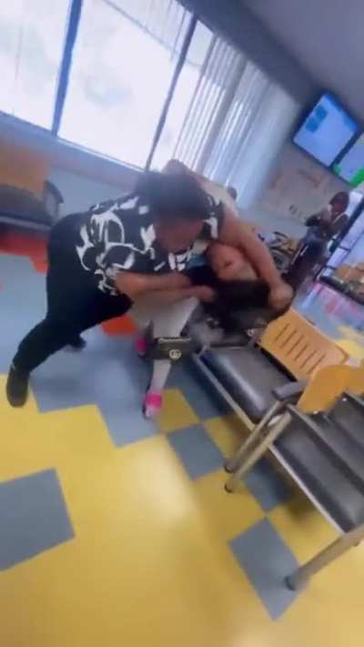 Fighting on what seems to be a waiting room