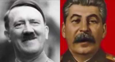 Adolf Hitler and Joseph Stalin after signing The Nazi-Soviet Non-Aggression Pact (1939)