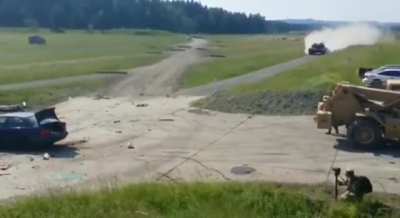 High speed tank vs. car
