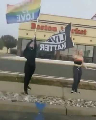 Gypsy Crusader(proud boys) sliding through a BLM protest screaming the “N” word at peaceful protestors.