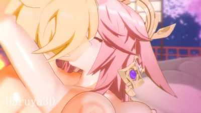 Threesome with Yae & Raiden