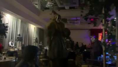 To jump in jump stilts at a party