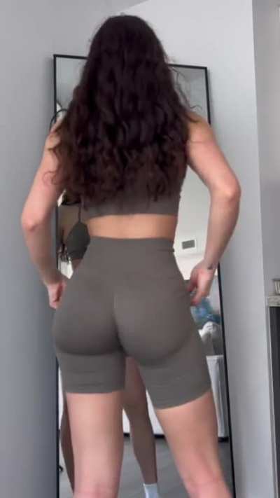 Showing off her workout clothes