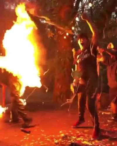 The guy who set himself on fire is the first time I died in this amazing freakout