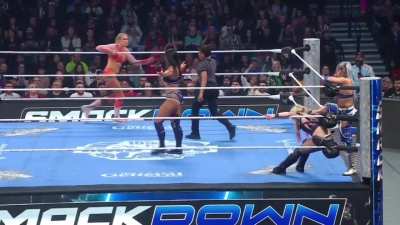 Kiana James kick and knees poor Alexa Bliss in the stomach!