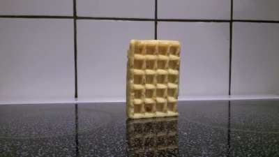 This waffle falling over