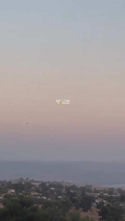 A Hezbollah Shohed-136 stealth UAV flying near the sea of Galilee