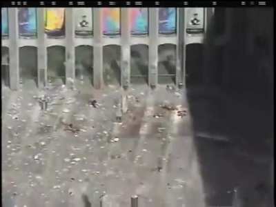 Footage of bodies of those who jumped/fell from the WTC during 9/11. Before the Towers collapsed, an estimated 200 people fell to their deaths from the burning towers, at a speed of almost 150 mph—s<wbr>uffic<wbr>ient to cause instant death, but insufficient to cau