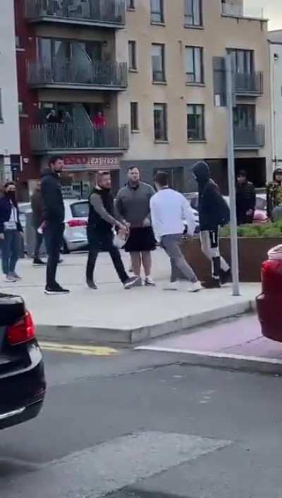 Gang of youths fighting in Malahide, then try to start fights with the adults who break it up
