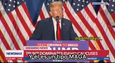 Donald Trump haciendo campaña mencionando a Milei 