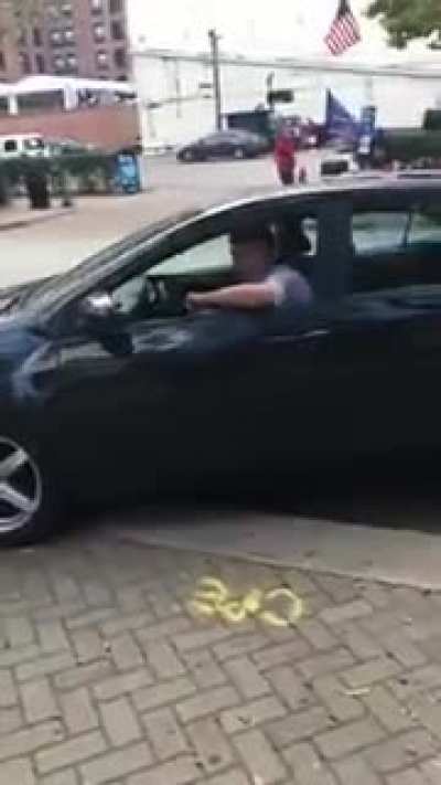Idiot Tries to steal a banner...