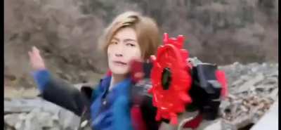 Gold Ranger transforming. The actor choreographed the dance himself. You can see how much fun he had doing it