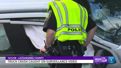 Truck crash caught on surveillance video (no one was hurt)