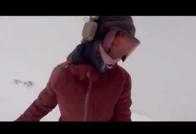 Just snowboarding, wearing a headset and singing Rihanna - Work