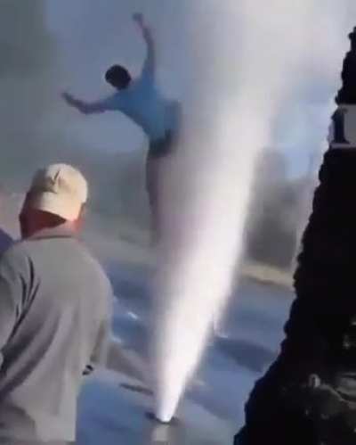 Definitely gave himself the good old “Fire Hydrant Enema”