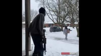 Almost Met His Maker: Porch Pirate Gets Caught Stealing By Homeowner Who Is About That Action!