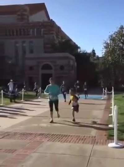 That dive for the kids legs is just hilarious