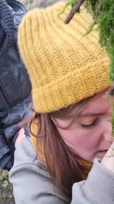 When you're taking it next to a busy path, sometimes biting your hand is the only option. [gif] [m][f]