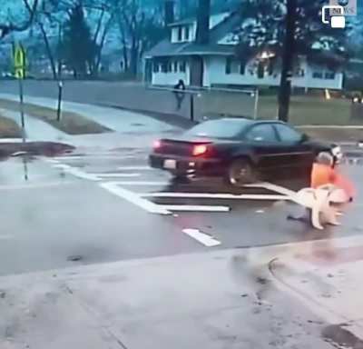 Ah yes, a very bright orange man telling me to stop at a cross walk... not sure what to do