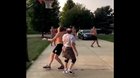 Challenging grandpa to a little 1 on 1 hoop action