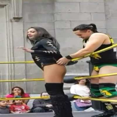 Luchadora wedgie and spanking compilation