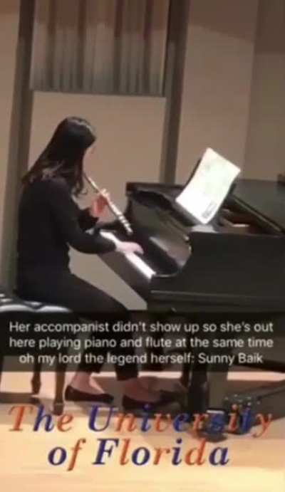 When you can’t rely on others so you play the flute and piano at the same time.