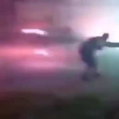 Clones troopers fighting CIS droids inside the dust clouds of Geonosis (22 BBY colorized)