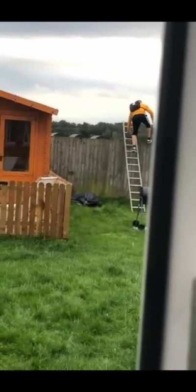 Using a ladder to get over a fence