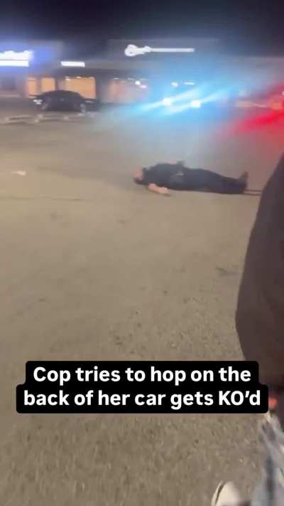 Cop gets himself knocked out trying to jump on the car