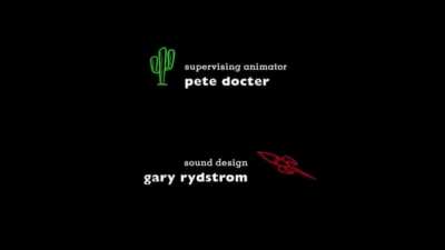 At the start of Toy Story (1995), Randy Newman sings “You’ve got a Friend in me” on his own. In the end credits, he sings it in a duet with Lyle Lovett. At first, Woody is Andy's only favorite toy, so one singer. In the end, Woody and Buzz are both Andy's