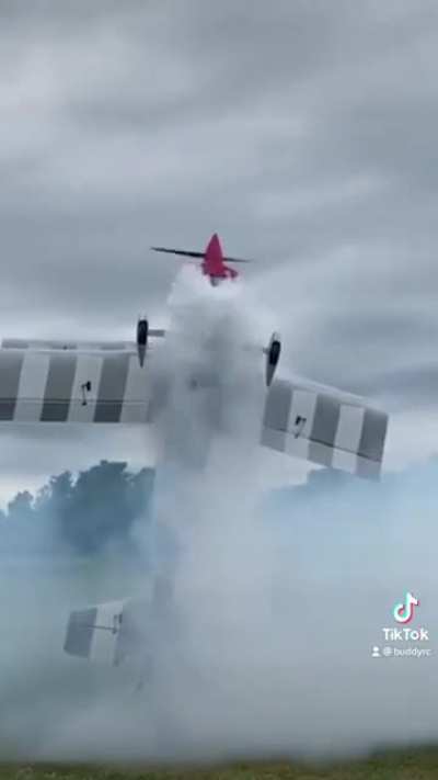 Getting smoked out by a giant RC Airplane.