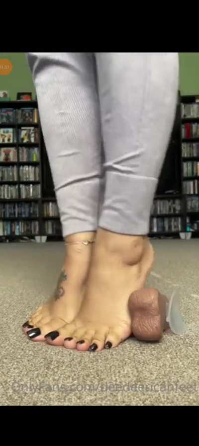 Crocs & barefoot dildo trample 