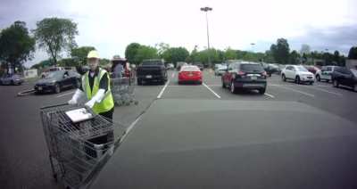 First day at work as a shopping cart attendant