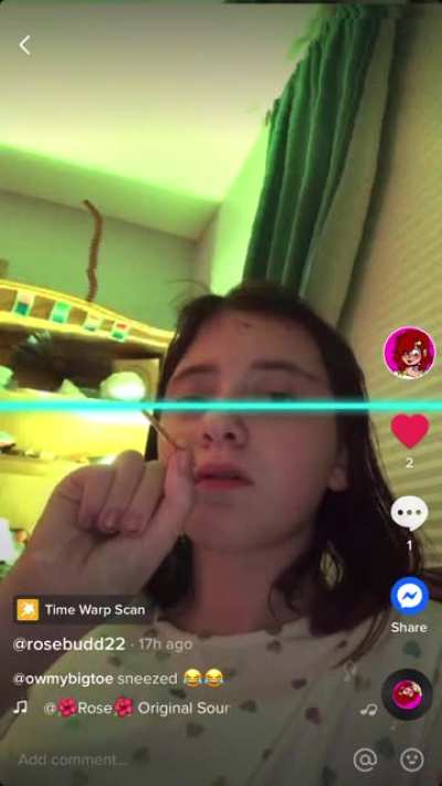 Perfectly cut sneeze