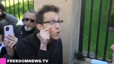 Zionist Columbia professor Shai Davidai freaking out over being denied access to counter protest