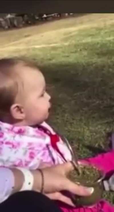 Toddler tries Kombucha for the first time