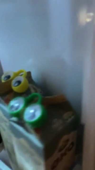 My dad put googly eyes on our milk.