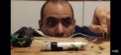 ElectroBOOM shocks himself
