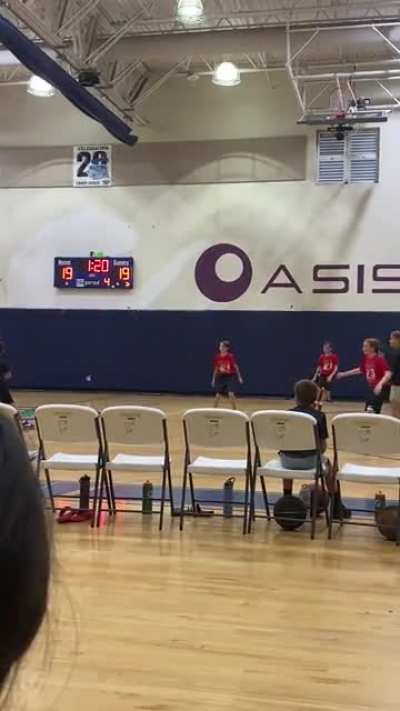 With a little over a minute left, my son hit this shot that ultimately won’t the game. Proud dad presents: perfectly cut mom scream!!!